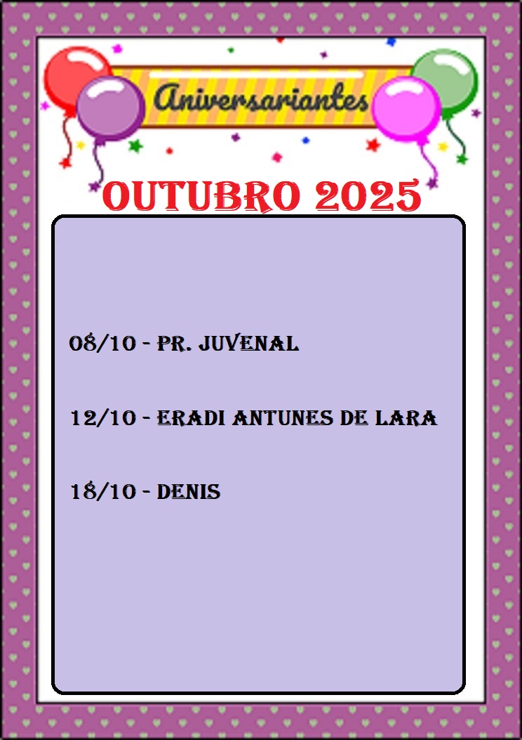 Publicidade Agenda de Aniversário Outubro 2025