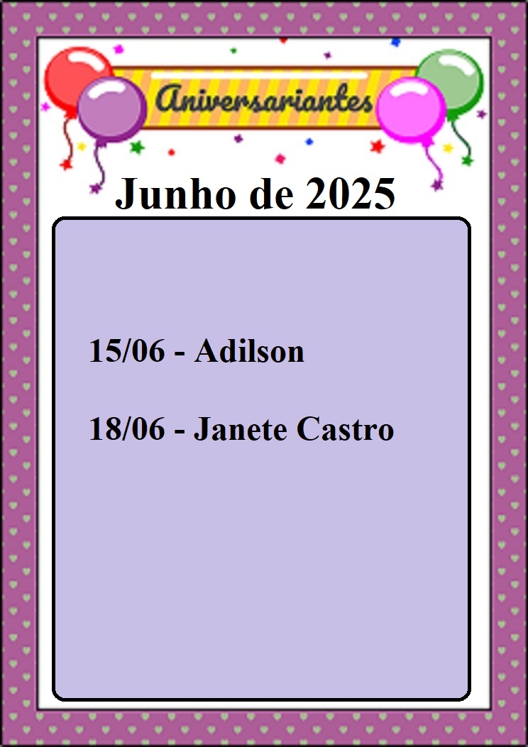 Publicidade aniversariantes Junho 2025