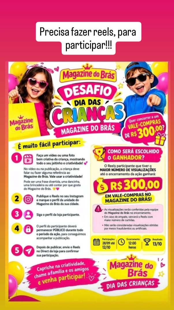 Publicidade Magazine do Brás - Desafio Dia das Crianças