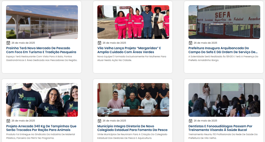Publicidade notícias di site de vv