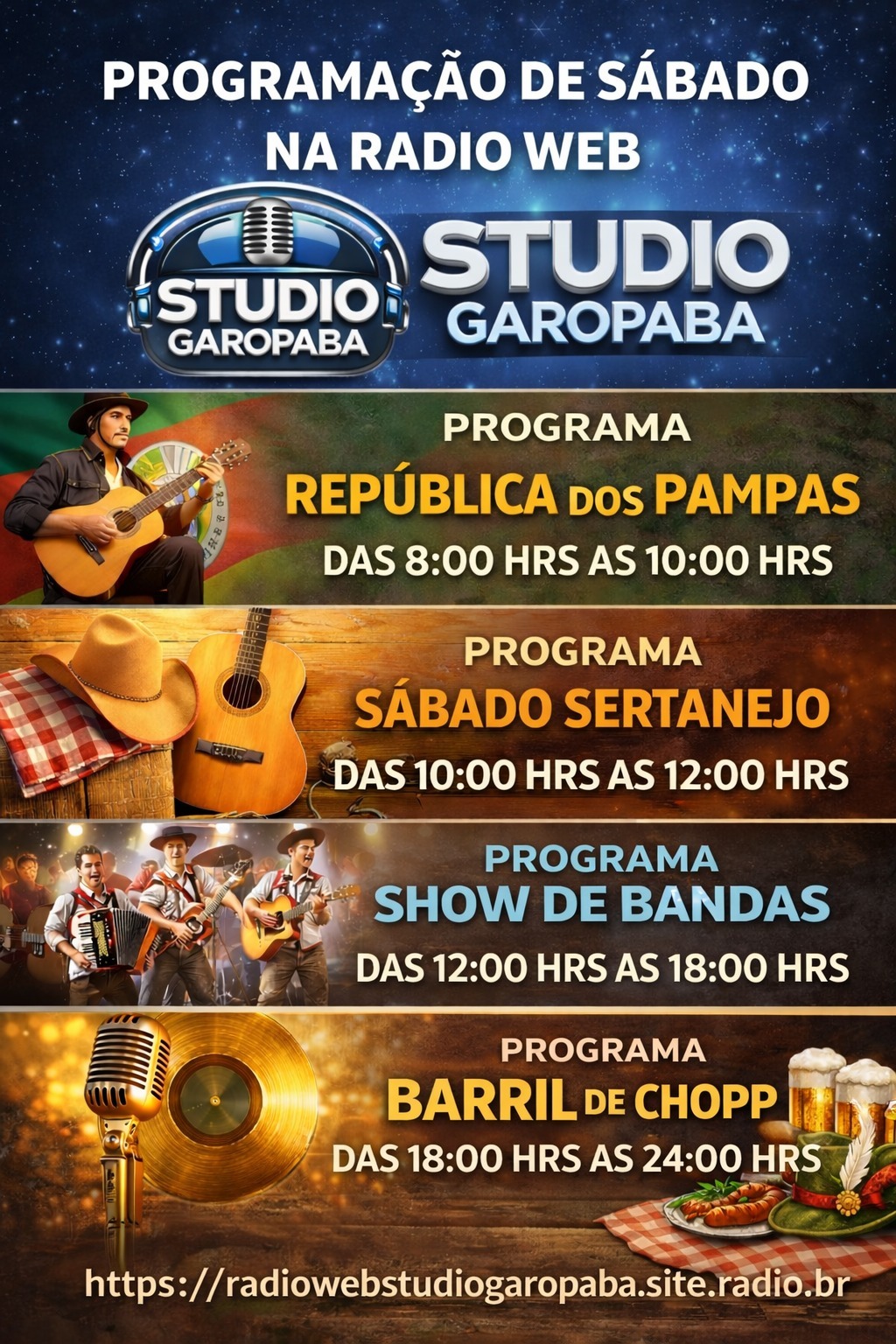 Publicidade programaçãode Sábado da Web Rádio